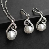 fashion costume imitation pearl pedant necklace earrings jewelry sets for women