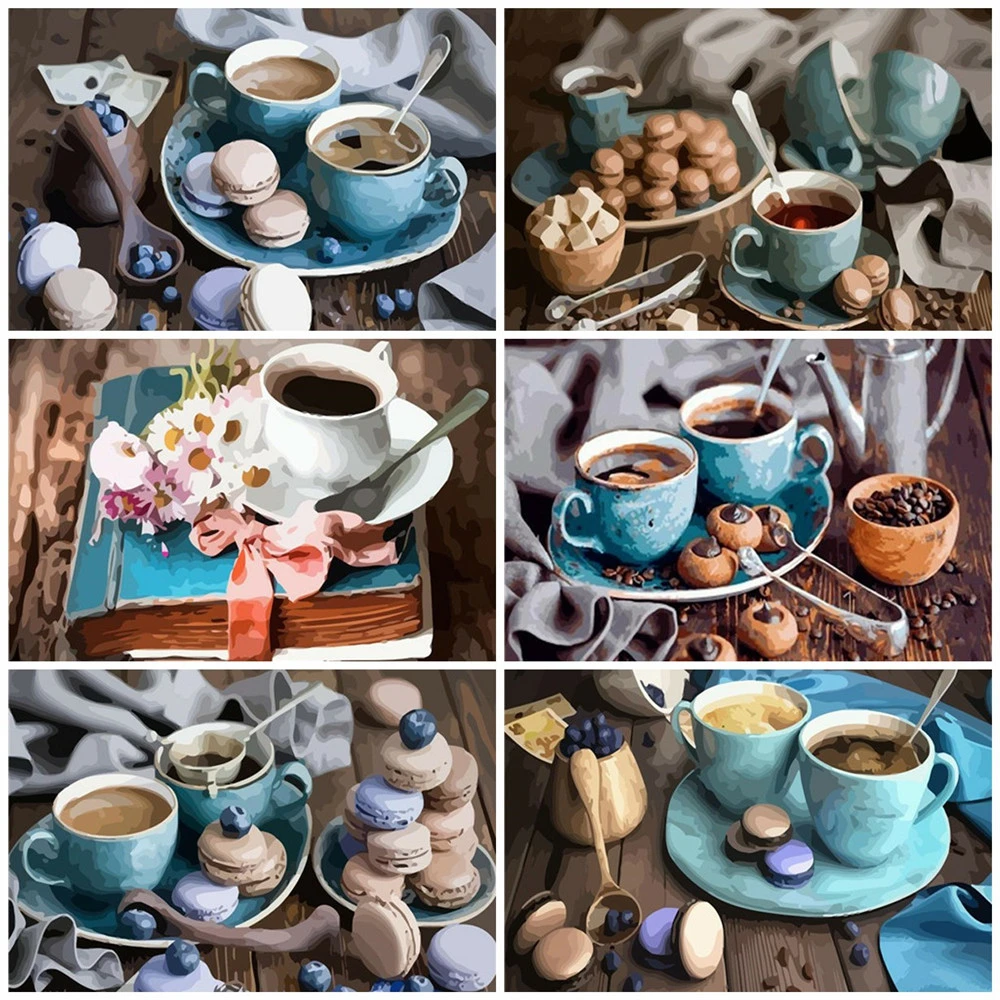 

HUACAN DIY картины по номерам, рисование кофе на холсте, ручная краска, чашка для рисования по номерам, Подарочные Наборы для творчества, домашни...