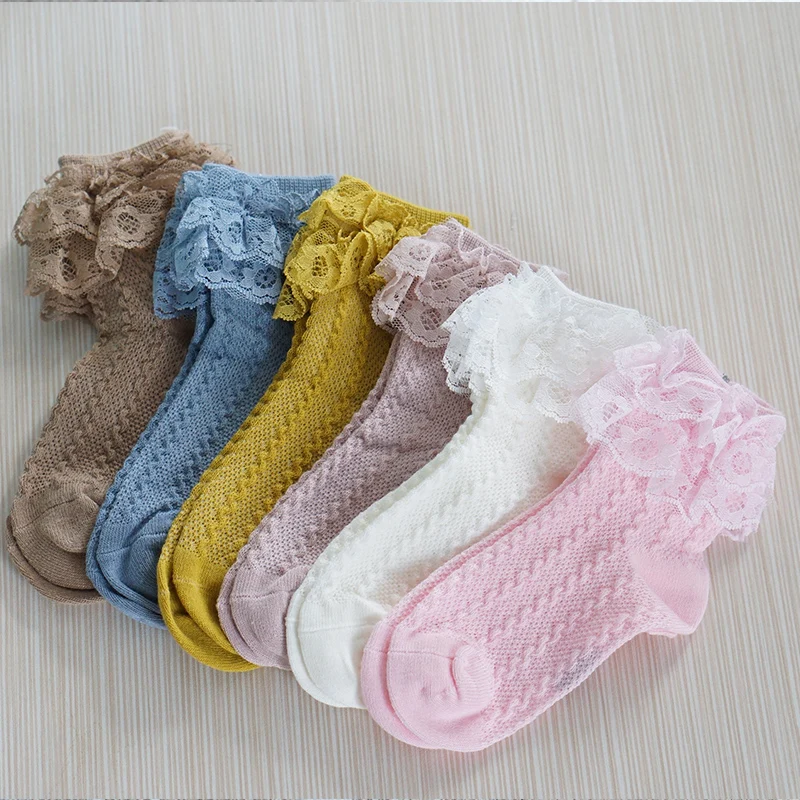 Schoolgirl Socks Pure Cotton Autumn Girls Lace Socks Princess Socks Spring Lace Little Girls Dance Socks Mesh Baby Cotton Socks