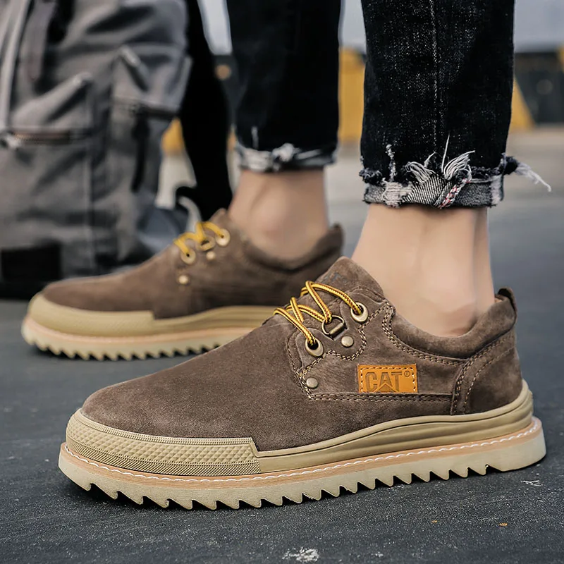 

Genuine Leather Men's Shoes British Retro Style Oxford Shoes Outdoor Walking Non-slip Casual Shoes Fashion Men Low-Top Shoes