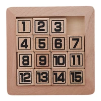 15 sliding tiles iq game toys puzzle math wooden brain teaser puzzle numbers 1 15 number baffling game for adults children