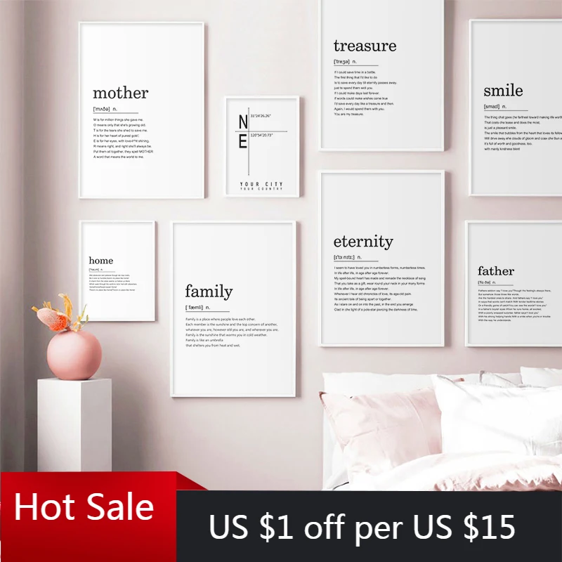 

Home Family Smile Definition Quotes Nordic Posters And Prints Art Canvas Painting Wall Decor Pictures For Living Home Room Decor