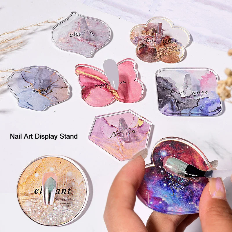 

Nail Art Display Stand Retro Palette Starry Sky Shell Butterfly Shape Gel Polish Glitter Mixing Decor Showing Shelf Tool