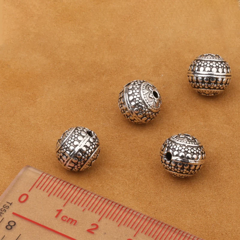 Wholesale S925 Sterling  Jewelry Thai Silver DIY Bracelet Accessories 12mm Tee Buddha Head Bodhi Necklace Beads