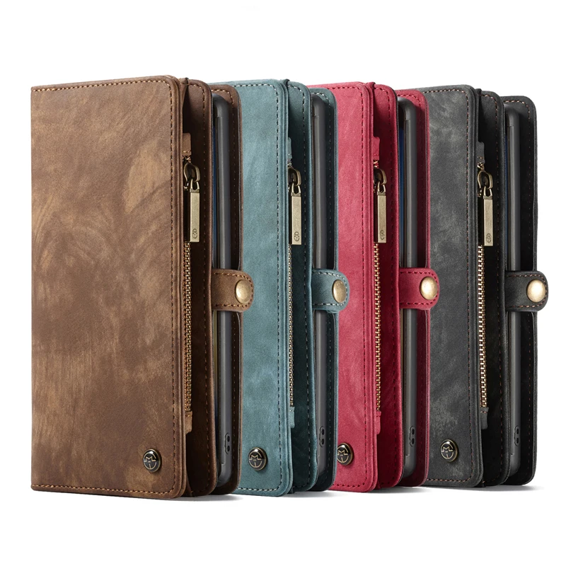 

CaseMe Wallet Case for Samsung Galaxy Note 20 Plus Luxury Genuine Leather Multi-functional Zipper Stand 2 In 1 Flip Leather Case