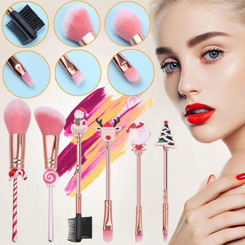 

6 Pcs Professional Make Up Brush Christmas Cosmetic Makeup Brushes Set Professional Powder Eyeshadow Brush NEW
