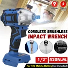 18V 520N.m. Литий-ионный Аккумуляторный ударный гайковерт 12, электрическая Замена гаечного ключа для аккумулятора Makita DTW285Z