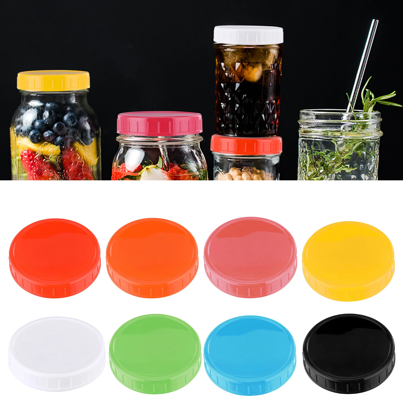 

70MM Canning Lids Wide Mouth Proof Split-Type Reusable Leak Leak-Proof Plastic 86mm Jar Food Storage 10pcs