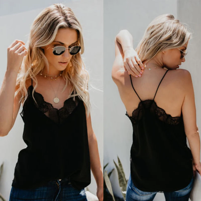 Женский топ без рукавов Meihuida свободный однотонный с глубоким v-образным вырезом и