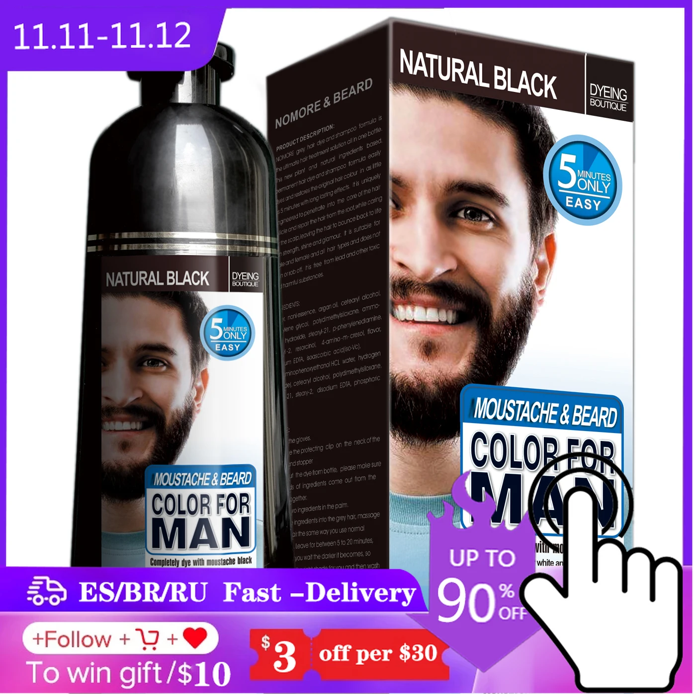 100% Natural Beard Dye Cream Men Mustache Beard Cream Natural Black Dye Wax Fast Color Long Lasting Black Beard Care Tint Cream