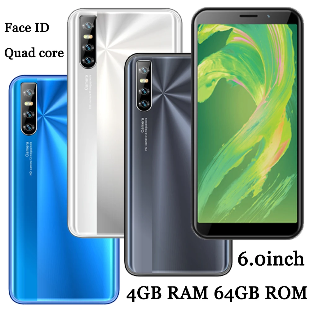 

4GB RAM 64GB ROM Y9 Face id Smartphones Quad Core Android 6.0inch Screen 13MP Global Mobile Phones unlocked Cellphones celulares