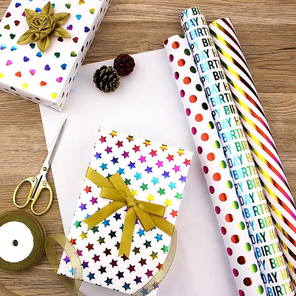 

Wrapping Paper Roll Heart Star Print Art Paper All Occasion Wrapping Paper Gift Decor Paper Wrapping Paper Roll 1 Roll