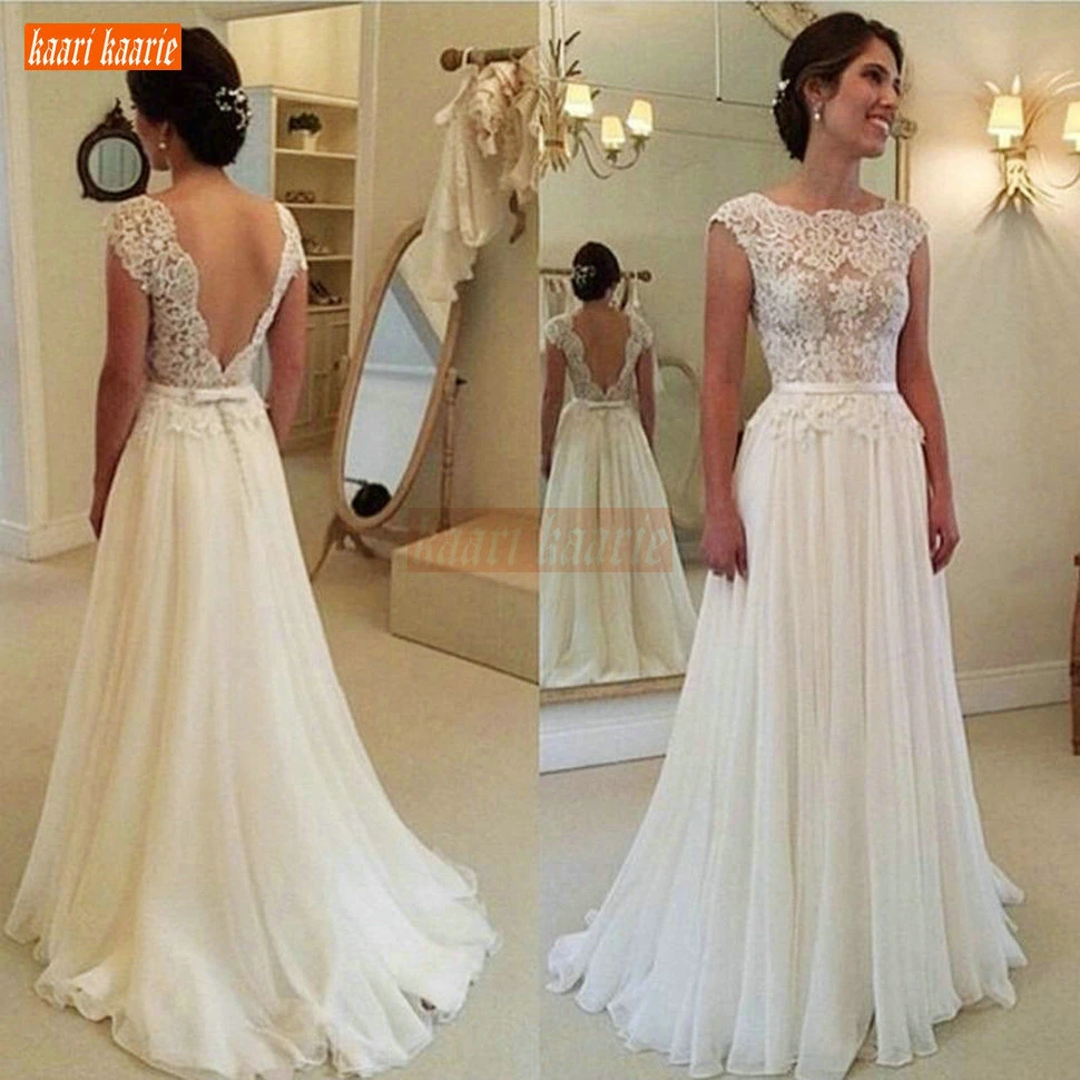 Женское длинное свадебное платье элегантное белое шифоновое кружевное трапеция