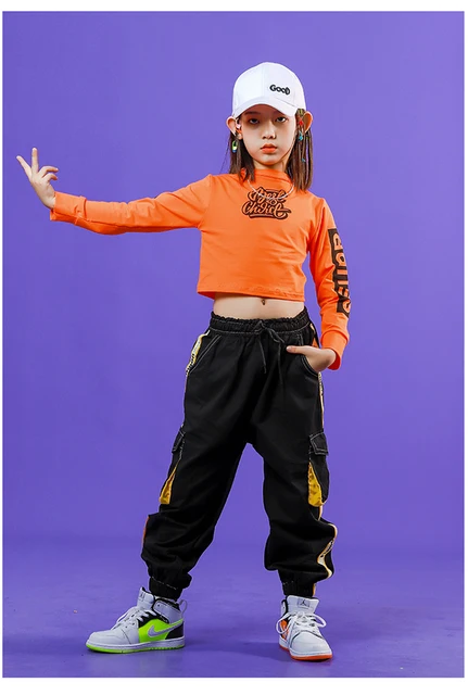 Children Hip Hop Costume Purple Lightning Sleeve Suit Hiphop Pants