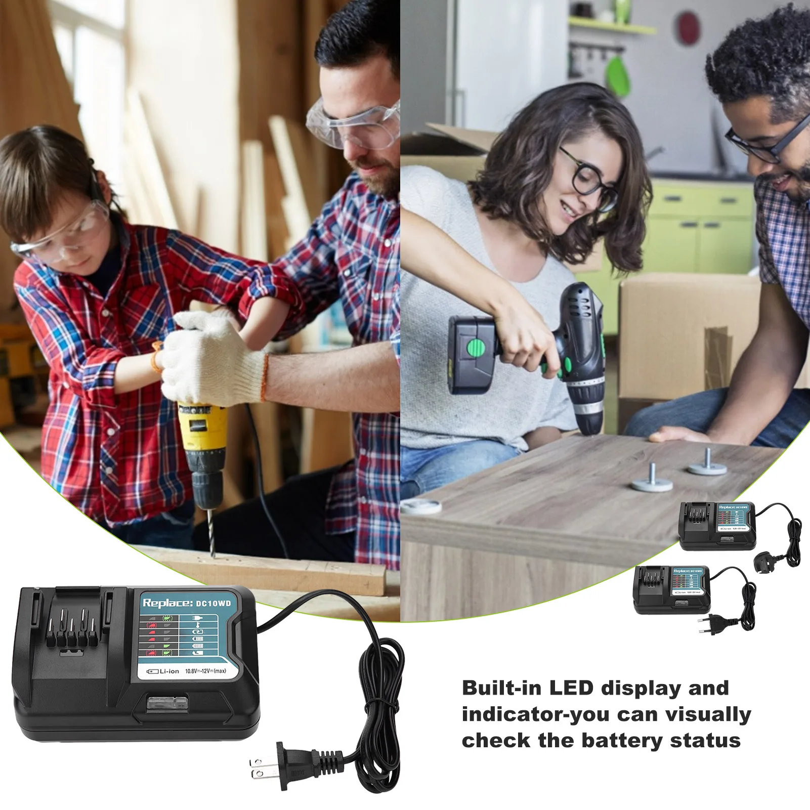 

10.8V-12V Universal Adaptor Output Rechargeable Lithium Battery Charger ForMakita DC10WD DC10SB DC10WC BL1015 High Quality