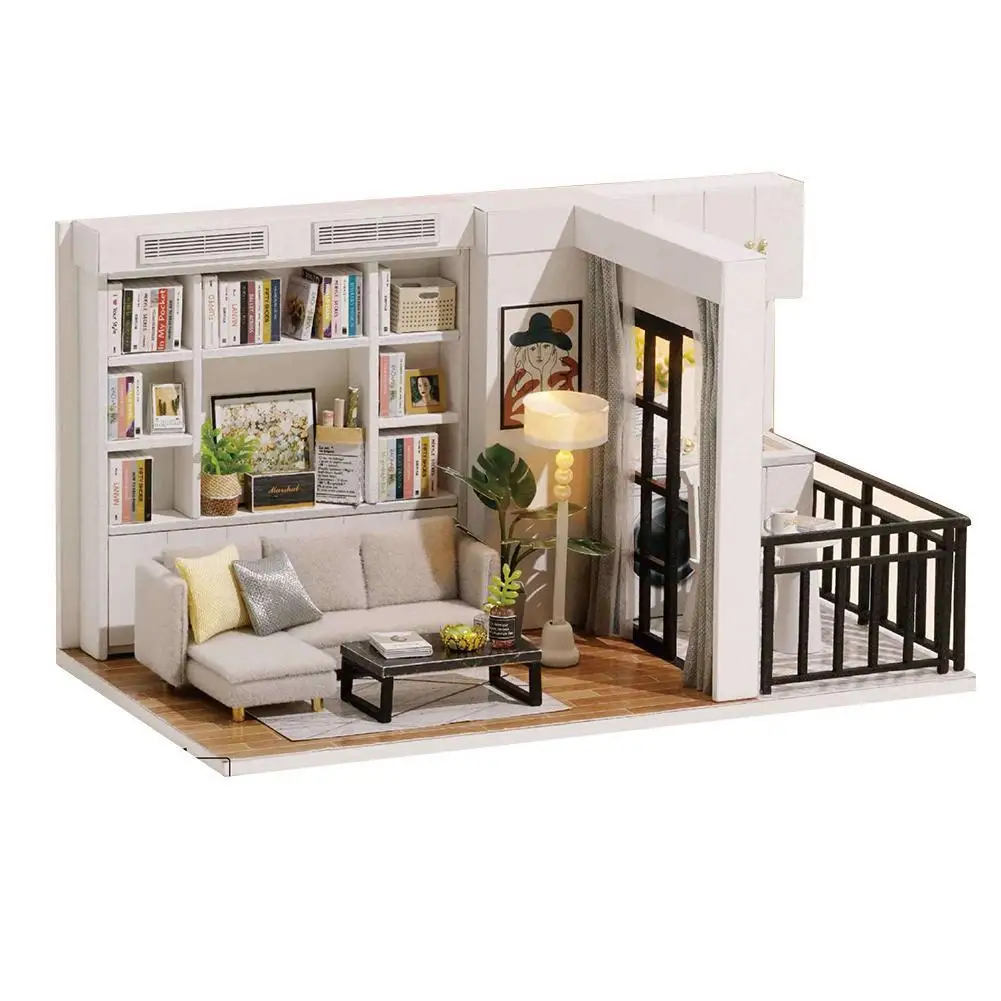 

New 3D DIY Family Doll House Dolls Accessories Toy With Miniature LED Furniture Kit Doll House Toys Castle For Children Princess