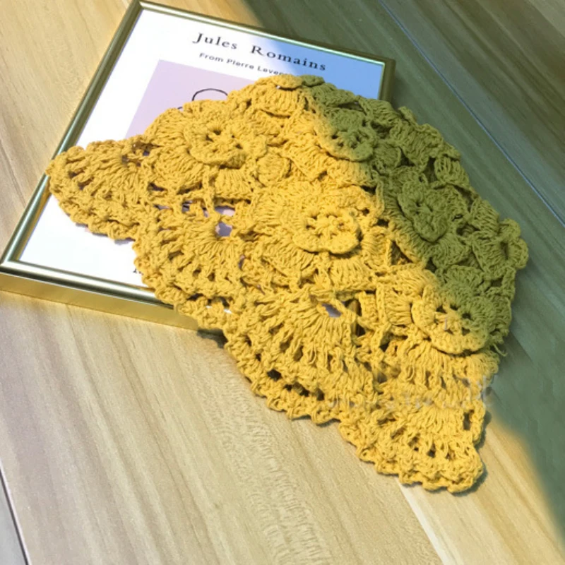 

Vintage Women Handmade Hat Crochet Skullies Beanies Ladies Knitted Flower Beanie Hat Women Beanies