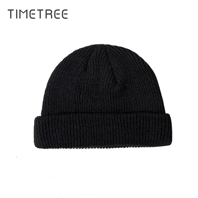 Модная короткая зимняя шапка бини одноцветная вязаная теплая мягкая мужская и