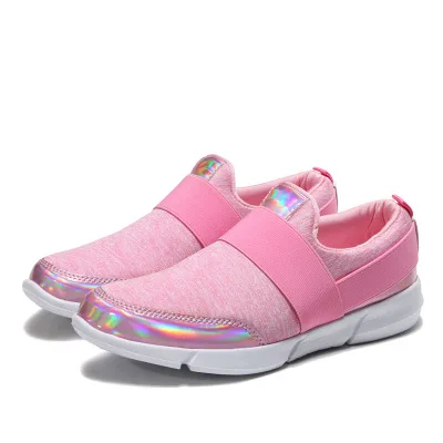 Pink Модная розовая Вулканизированная обувь; женские кроссовки; Повседневная обувь без застежки; летние женские кроссовки; лоферы; женская обувь на плоской подошве; шикарная обувь - Цвет: Pink