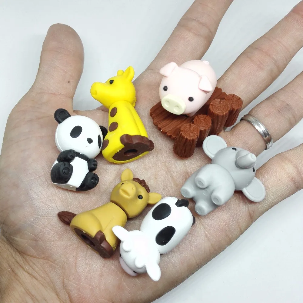 Мультяшные резиновые животные съемные ластики 3D милые детские школьные