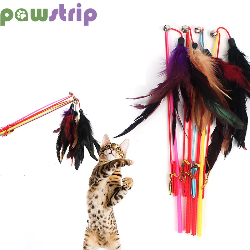 1 шт. кошка игрушка перо ручки с маленький колокольчик забавные интерактивная для