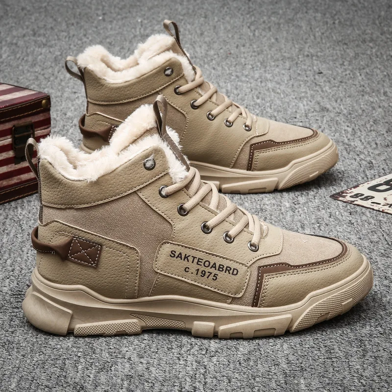 Мужские зимние ботинки с бархатной подкладкой и высоким берцем