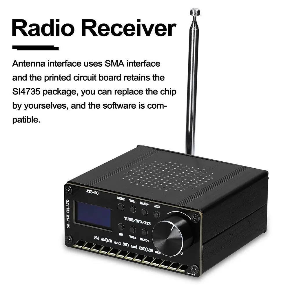 

Собранный Полнодиапазонный радиоприемник ATS20 SI4732 FM AM (MW & SW) SSB (LSB и USB) с антенной