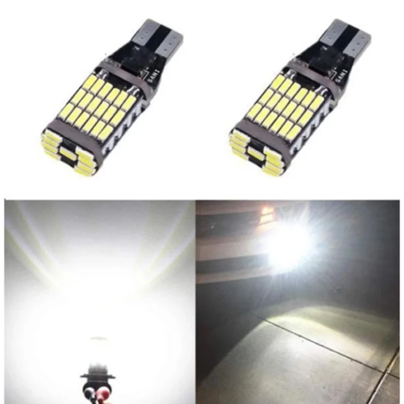 

Hot 2 Pcs Universal Decoding Auto LED Taillight T15 Bulb 45SMD 6000k White Backup Reverse Brake Stop Lighting X66