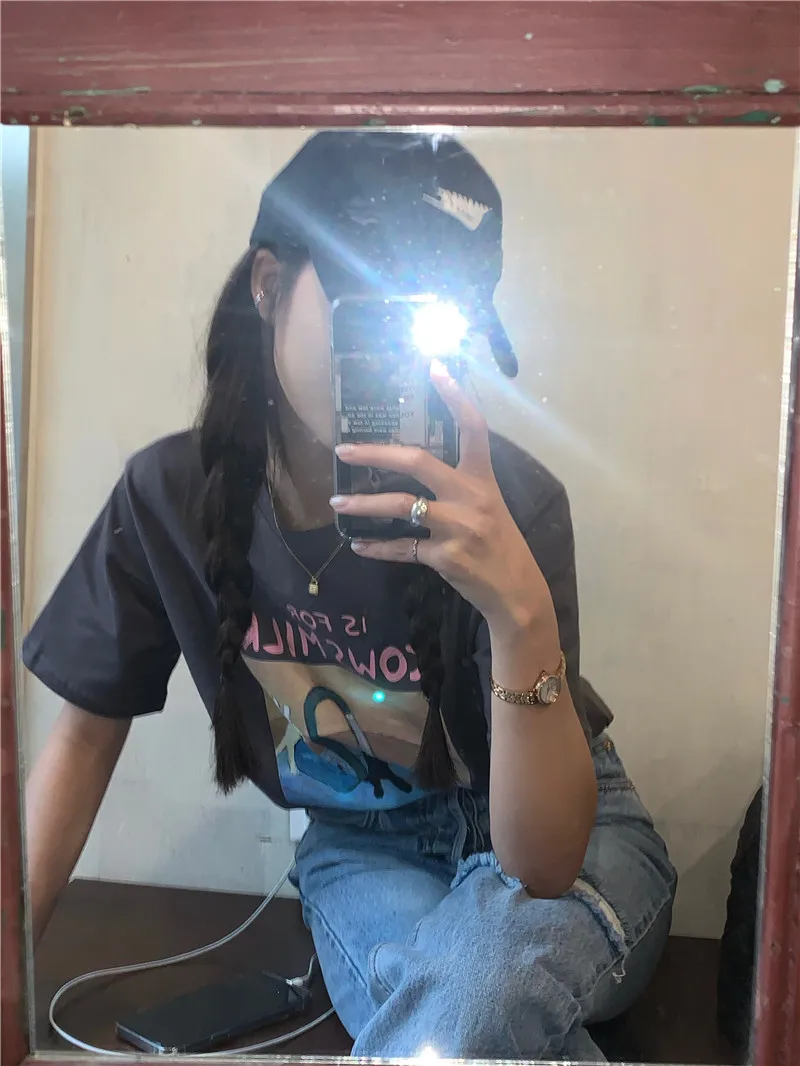 

2021 Summer Women T Shirt Animal Funny Print Short Sleeve T-shirt Tee