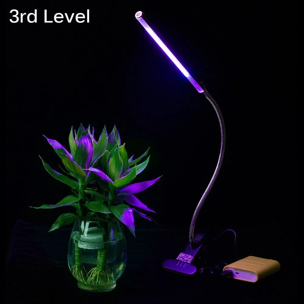 

Topbest LED Grow Light 5W Adjustable 3 Level Red & Blue Light Dimmable Clip Desk Grow Lights Lamp Bulb Clamp Flexible Gooseneck