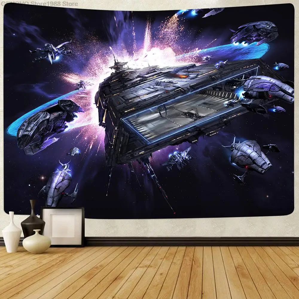 

Simsant Star Sky Wars Tapisserie Raum Luftschiff Galaxy Kunst Wand Hängen Wandteppiche für Wohnzimmer Schlafzimmer Wohnheim Haus
