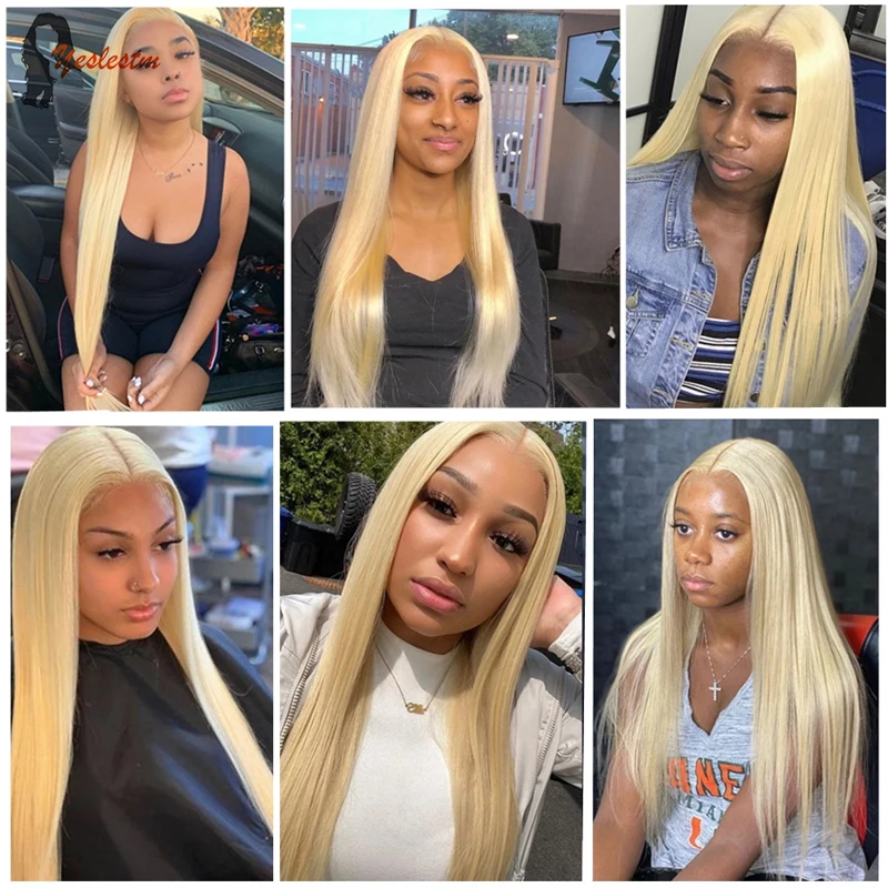 

Yeslestm 30 Inch Middle Part 613 Human Hair Wigs 13x1 Honey Blonde Brazilian Straight T Part Wig Pre Plucked Lace Closure Wig