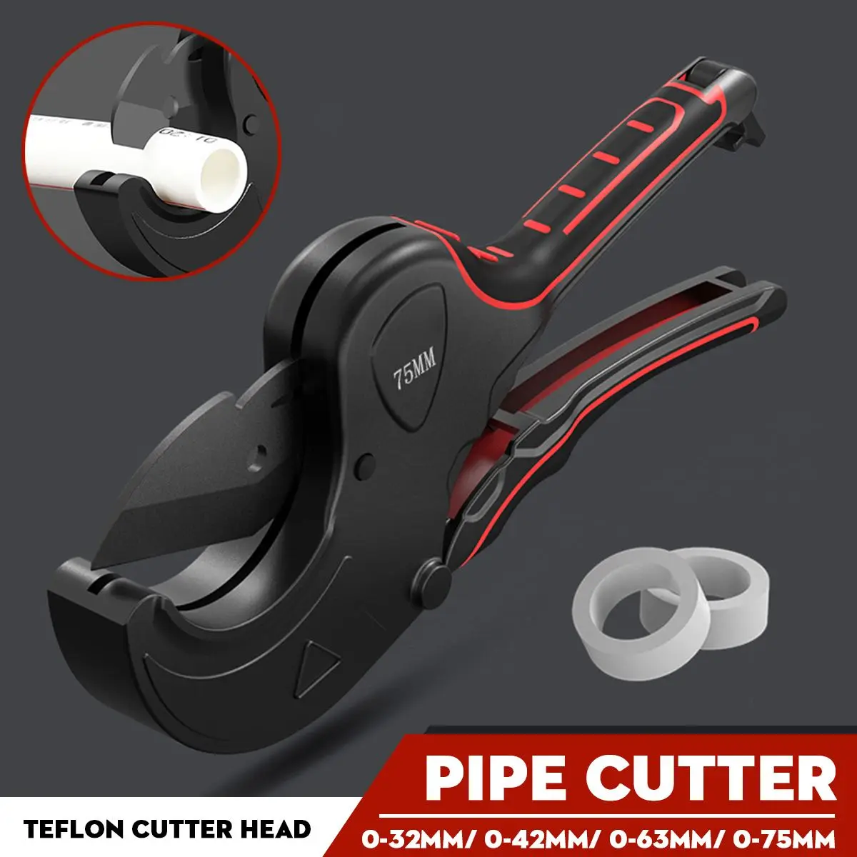 

NEW PVC Pipe Cutter 32mm 42mm 63mm 75mm Aluminum Alloy Body Ratchet Scissors Tube Cutter PVC/PU/PP/PE Hose Cutting Hand Tools