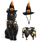 Набор из шапки и шарфа с рисунком черепа, шапки и накидки для кошек, украшения для костюма кошки, аксессуары для косплея с изображением тыквы