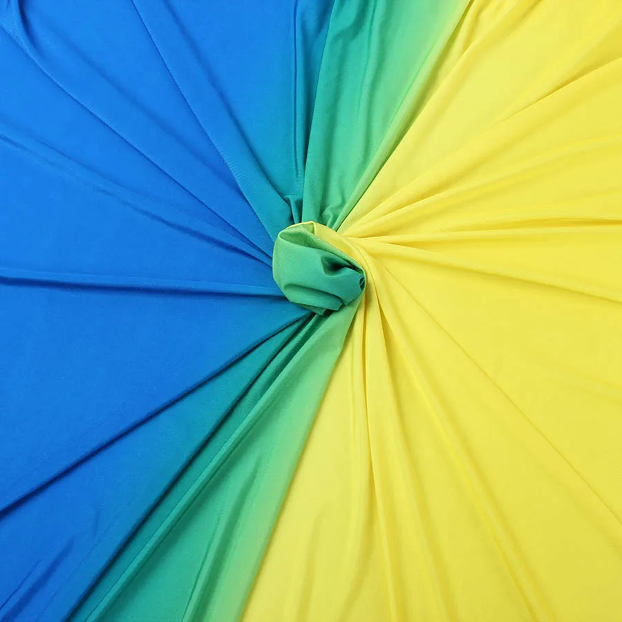 Yellow and Blue 2 тона ombre спандекс ткань градиент эластичный материал для танцев костюмы латинских танцев стрейч ткань по двору - Цвет: Yellow and Blue