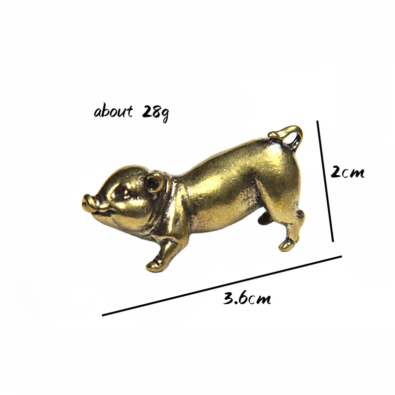 

Solid Pure Brass Zodiac Pig Figurines Decoration Accessories Miniature Cute Little Fat Pig Ornament Vintage Copper Animal Statue
