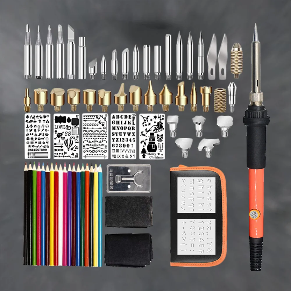 

71Pc 110V/60W Welding Soldering Iron Kit Adjustable Temperature Welding Tool for Pyrograph with Carry Case (US Plug)