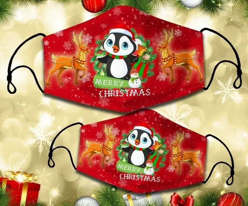 

PENGUIN Merry Christmas Printed Fabric Face Mask
