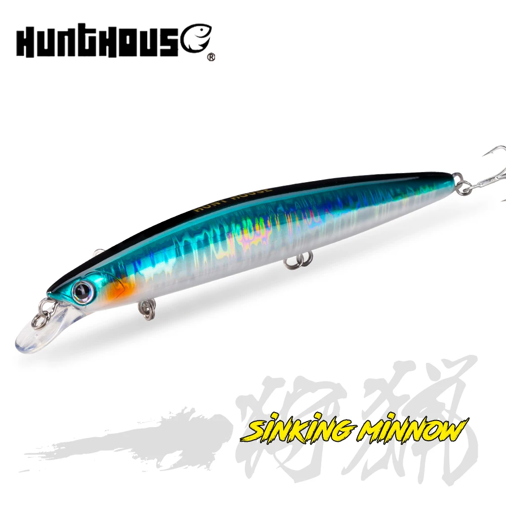 Hunthouse Jetty 135S Sinking Minnow Fishing Lures 135MM/26G Wobbling Bait Artificial Long Cast Hard Lure For Seabass Pesca LW429