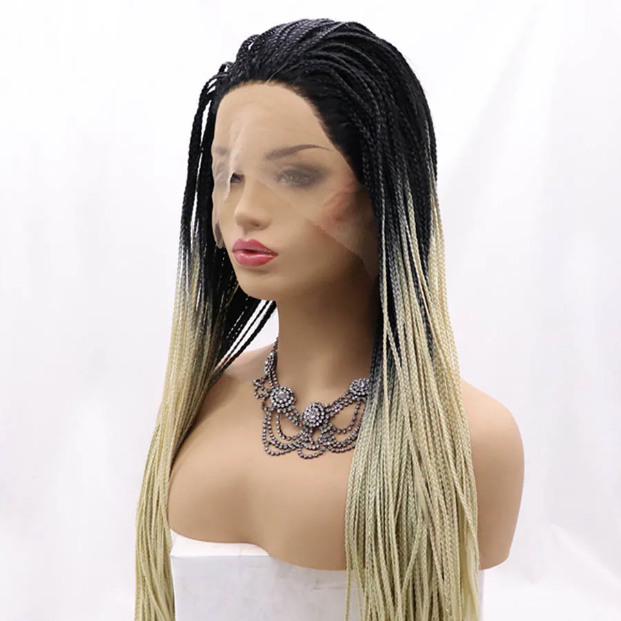 613 черные Детские парики Омбре косички для волос синтетические плетеные передние