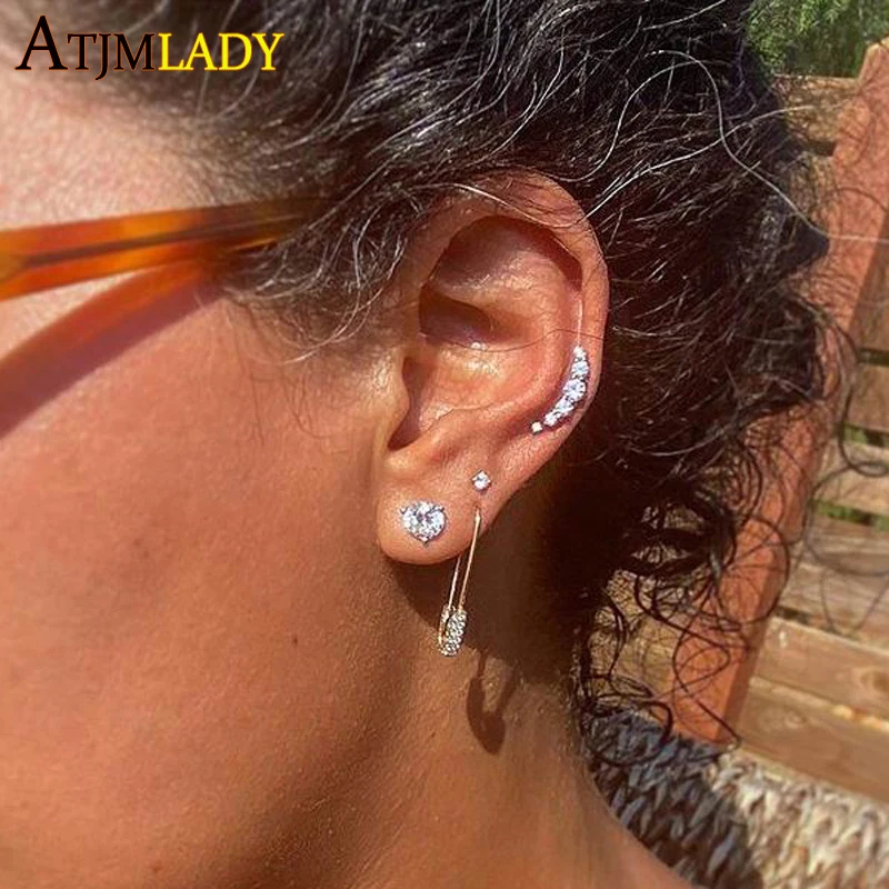 Модные безопасные мини-серьги с булавкой золотого цвета изящные и разноцветные