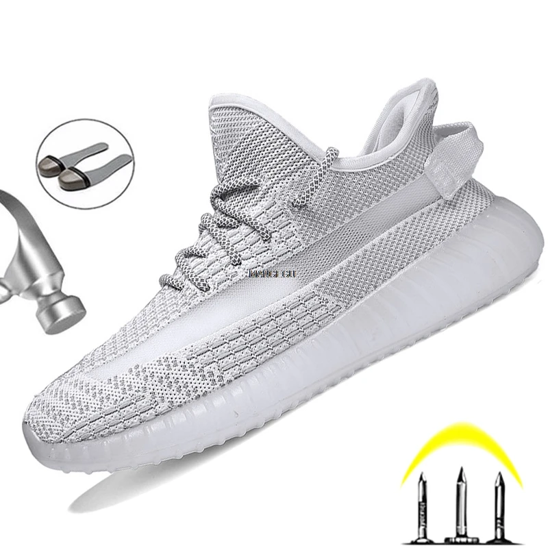 

Men's Shoes Safety Shoes Male Puncture Proof Security Boots Steel Toe Work Sneakers Breathable Safety Boots Men Women Work Shoes