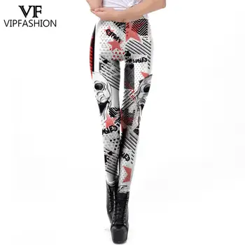 VIP FASHION Creativity Halloween Skull Print Leggings Pants Sexy Sports Fitness Casual Legging Femme Women Clothing 2