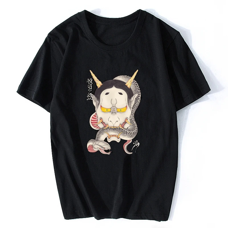 Hannya Футболка с принтом Мужская футболка Уникальные футболки японский самурай