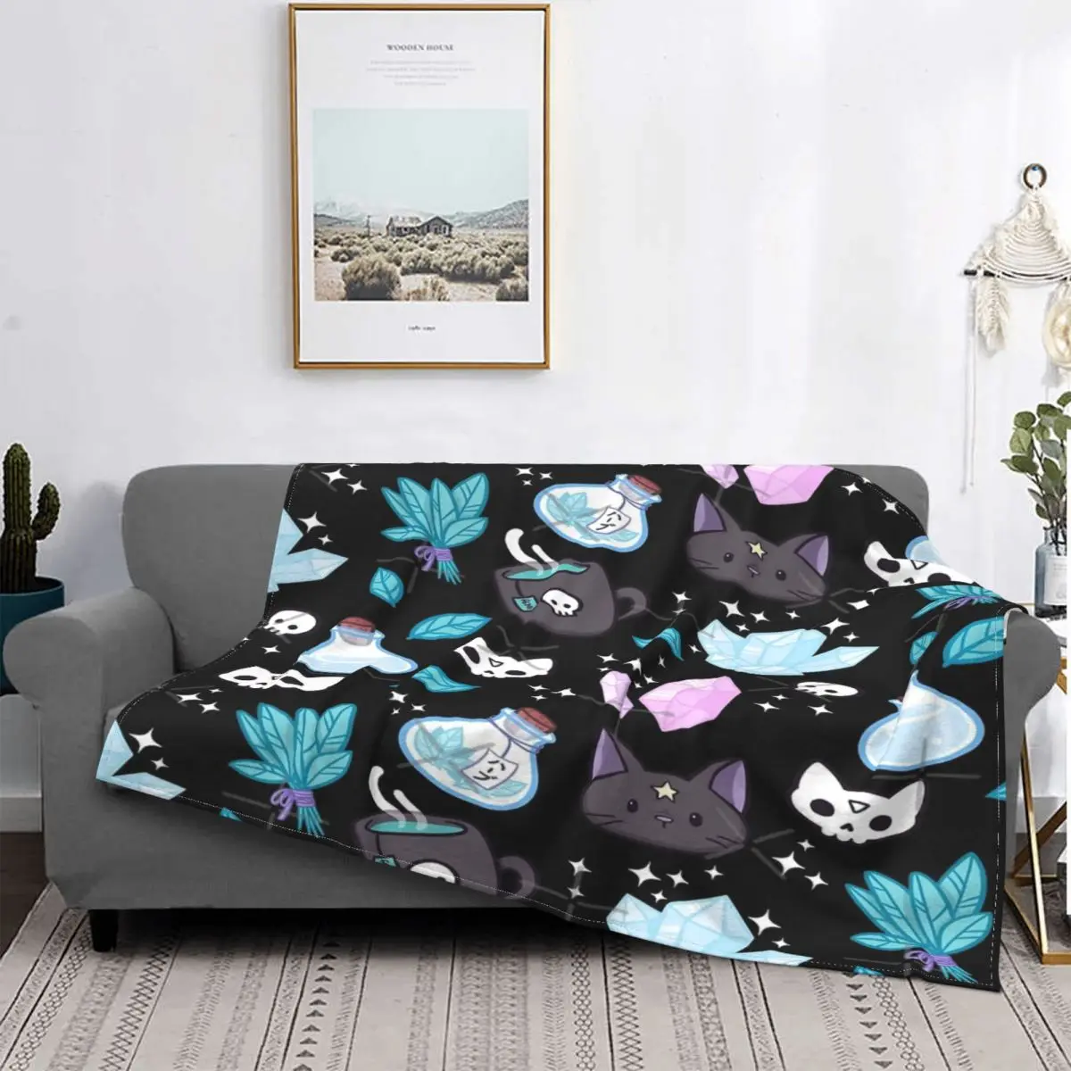 

Manta negra de bruja de hierbas nicury, colcha a cuadros para cama, alfombra para sofda, manta de verano, textil para el домашний