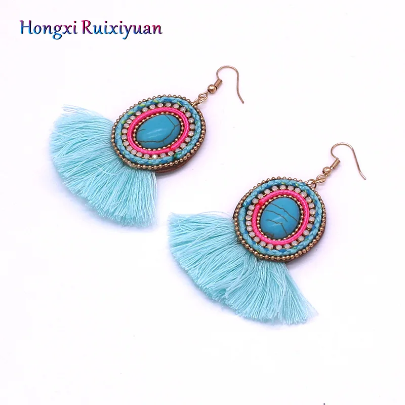 Модные серьги ювелирные изделия богемные кисточки стразы кожаные женские ретро