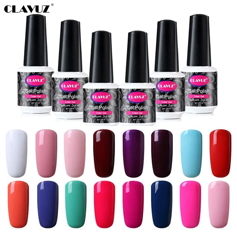 Гель лак CLAVUZ 8 мл удаляемый замачиванием УФ гель для ногтей верхнее и Базовое