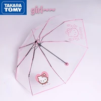 takara tomy fashion transparent umbrella folding student cute cartoon hello kitty pure color small fresh sun umbrella