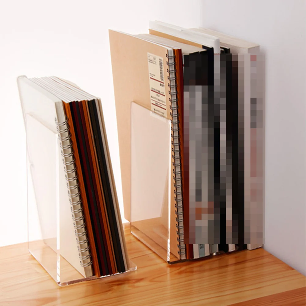 

4pcs Crystal Clear Acrylic Bookends Elegant Decor in Office School