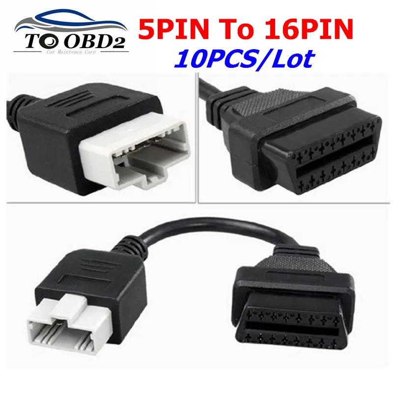 

10 шт./лот для Honda 5-контактный адаптер для OBD2 16-контактный гнездовой разъем подходит для Honda 5-контактный удлинительный разъем диагностические кабели